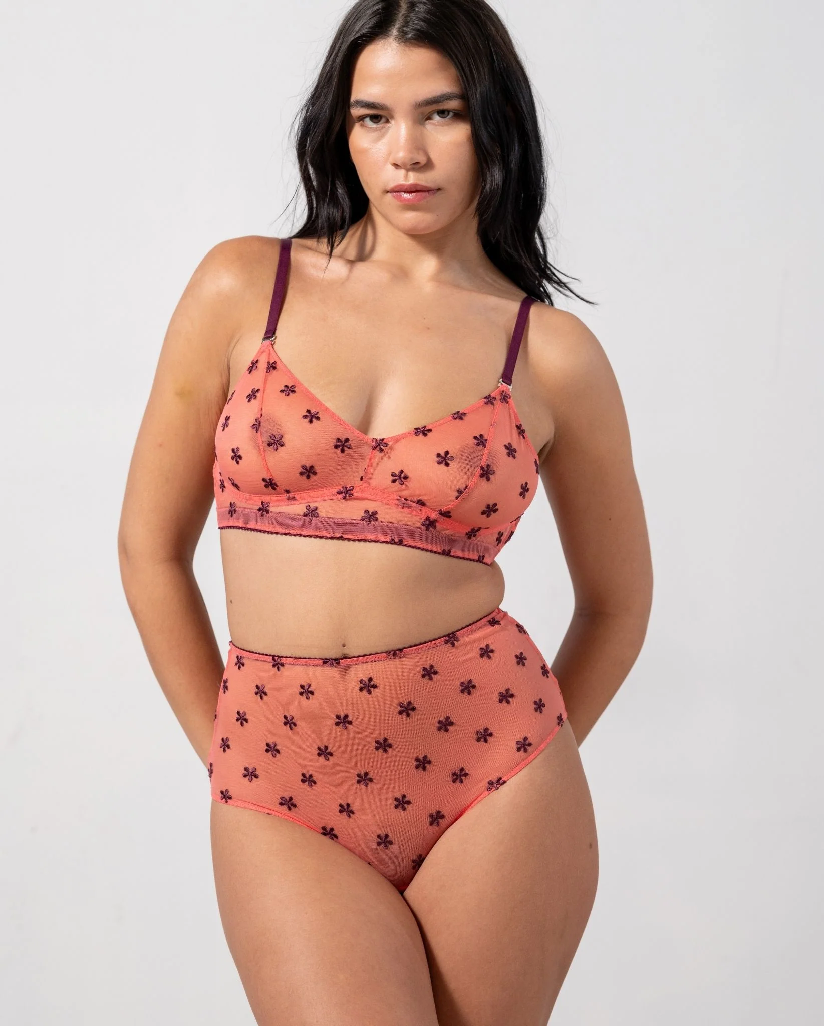 Mesh Highwaist Briefs Coral/Cherry - Image 3
