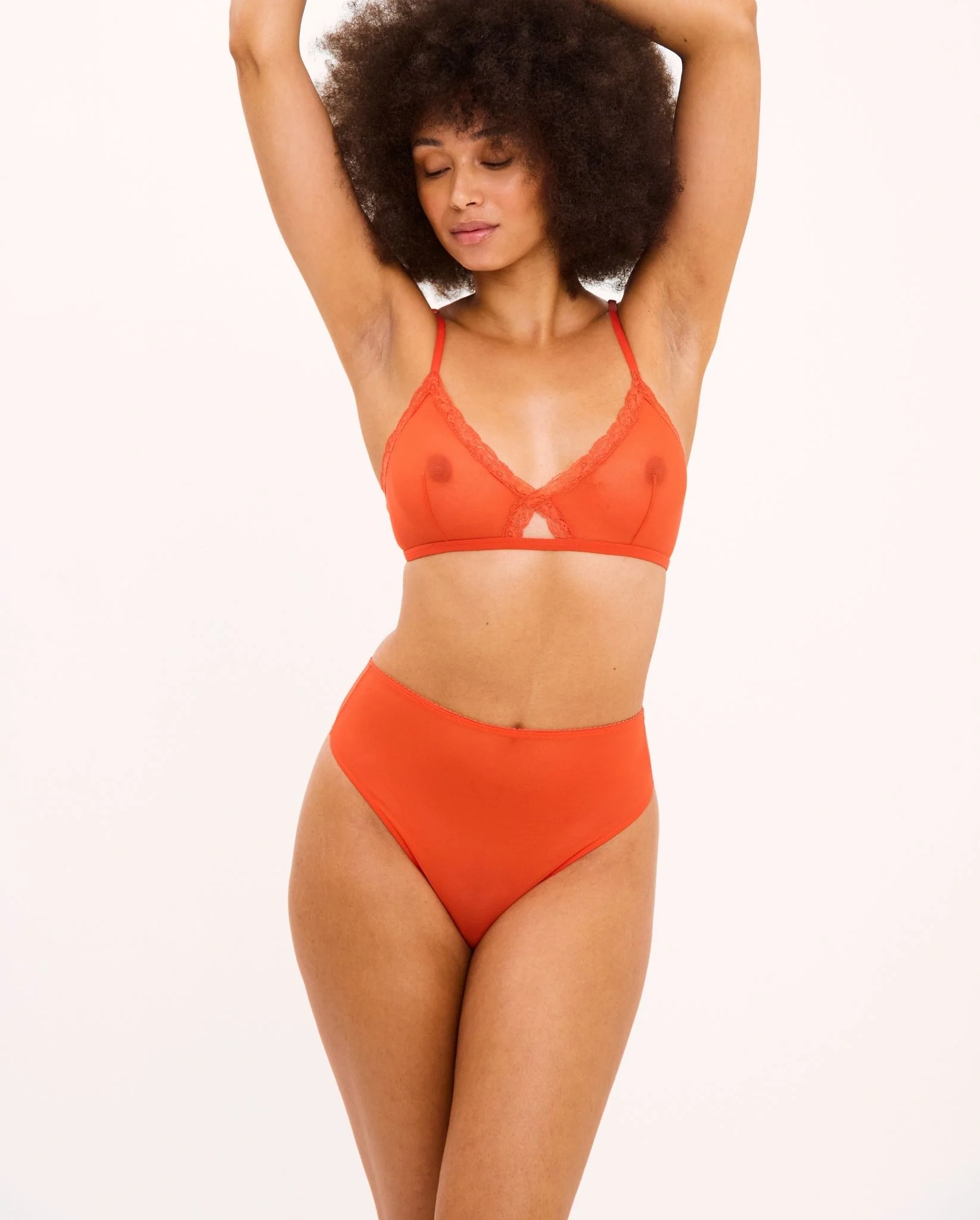 Mesh Highwaist Thong Fiery Red - Image 6
