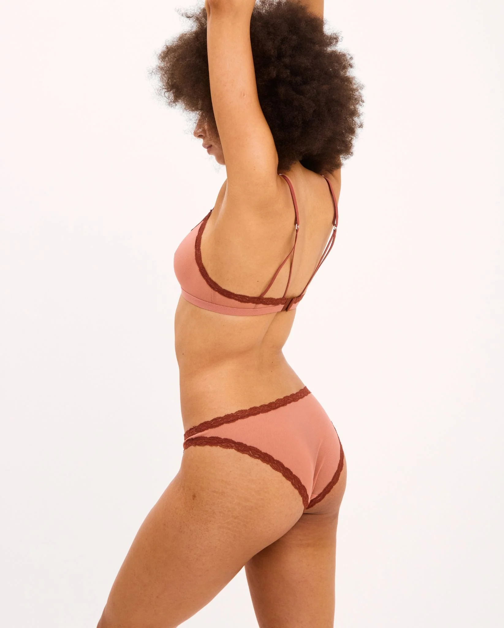 Mesh Lace Cut-Out Triangle Bralette Blush - Image 5