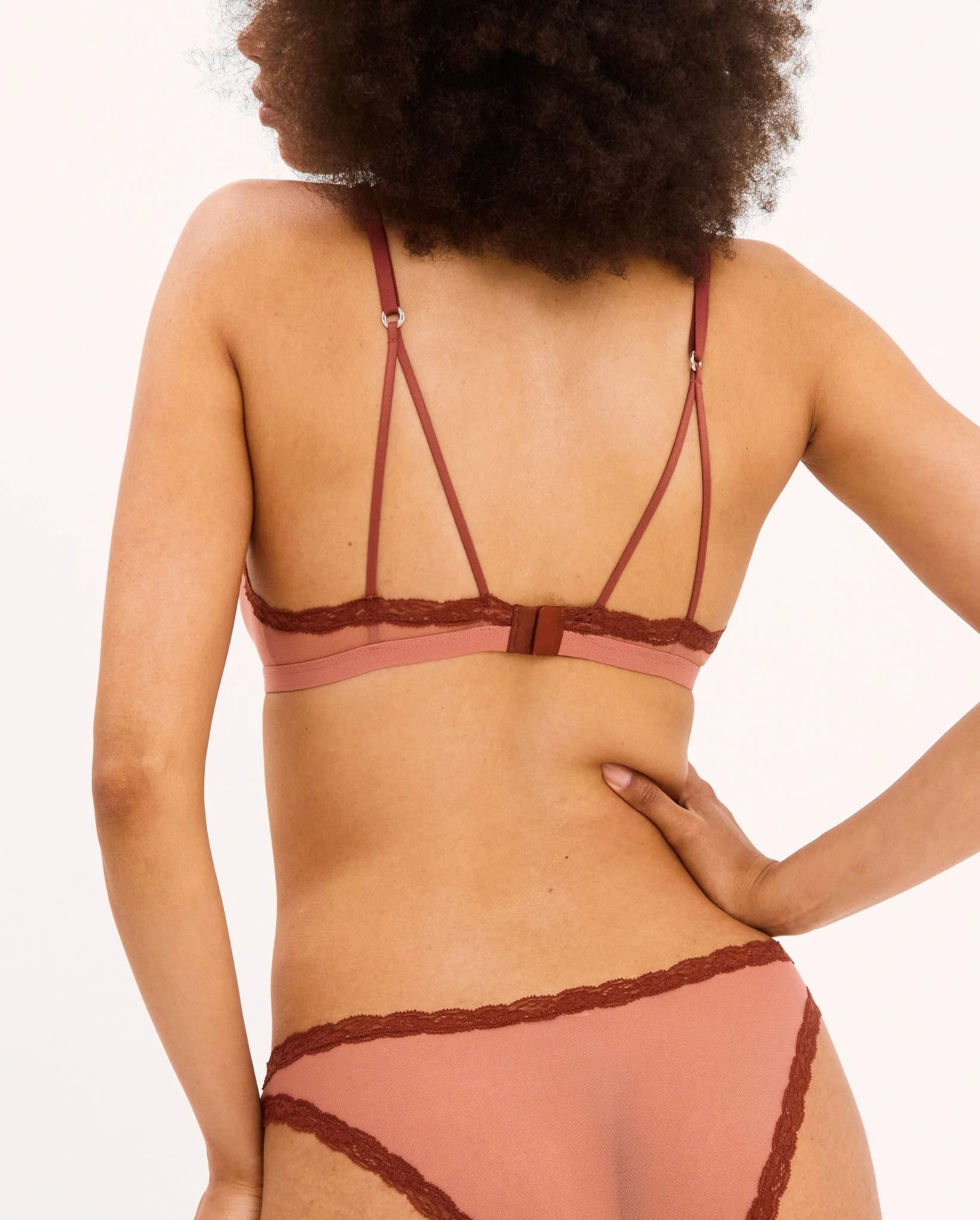 Mesh Lace Cut-Out Triangle Bralette Blush - Image 6