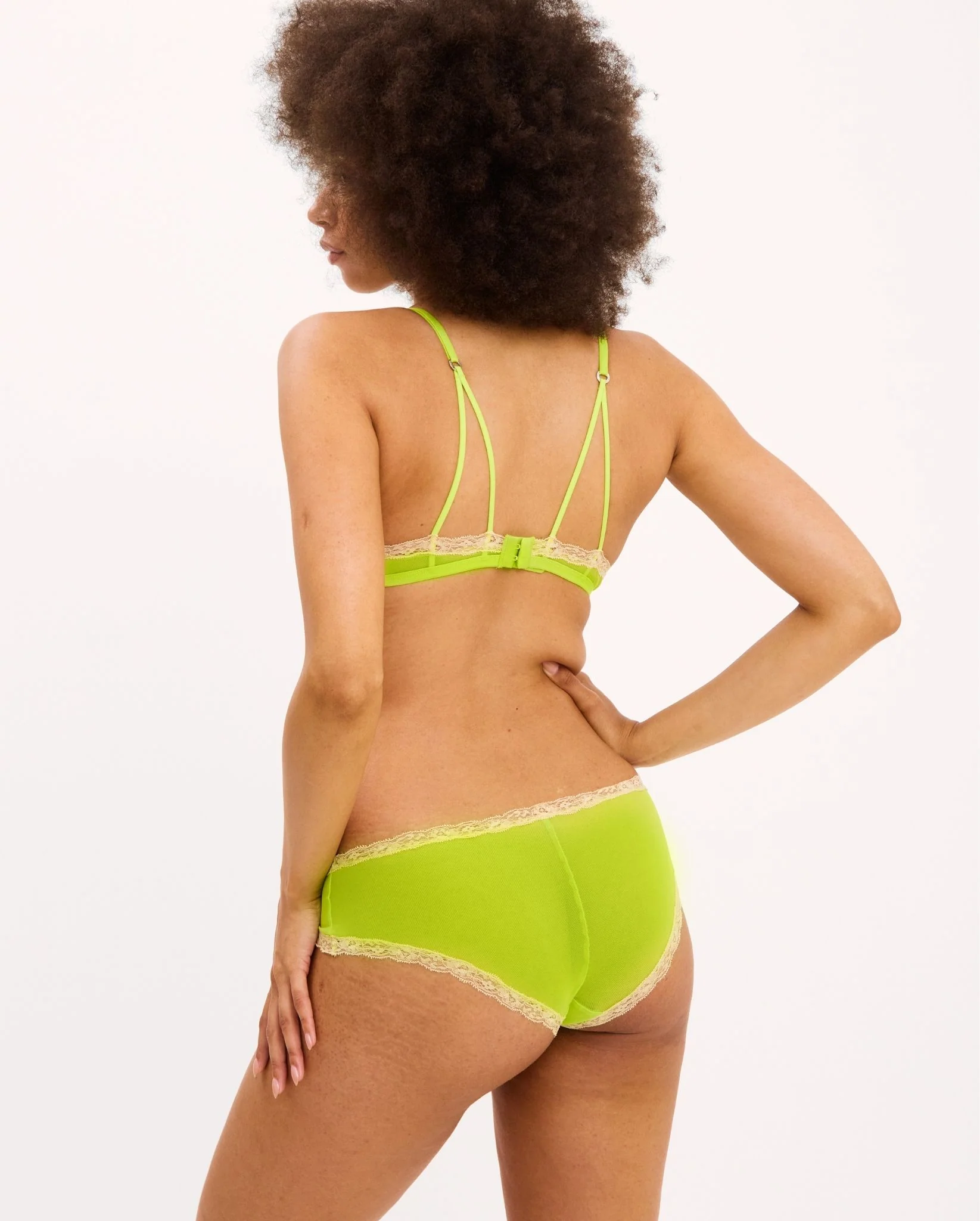 Mesh Lace Cut-Out Triangle Bralette Zesty Lime - Image 7