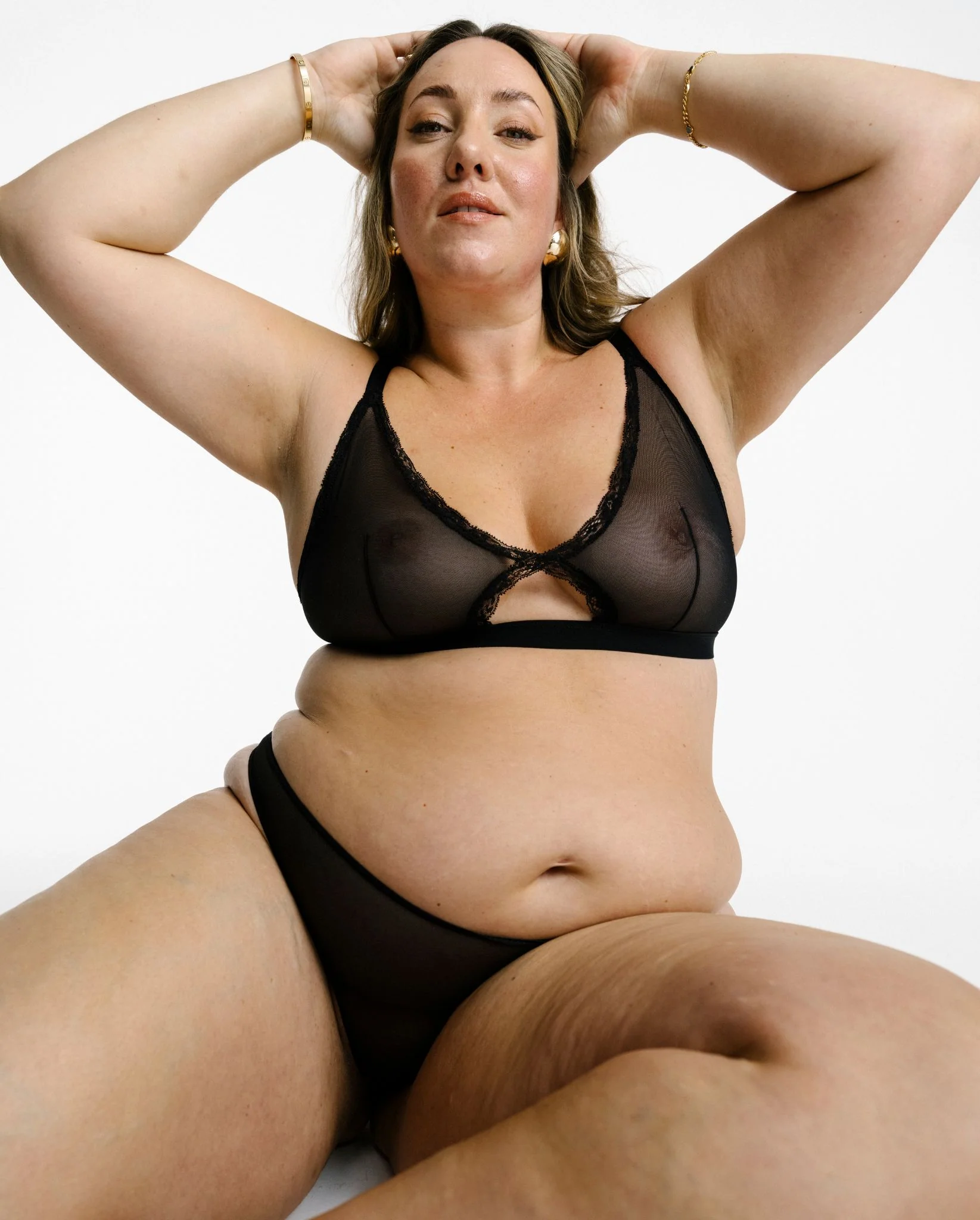 Mesh Lace Cut-Out Triangle+ Bralette Black - Image 10