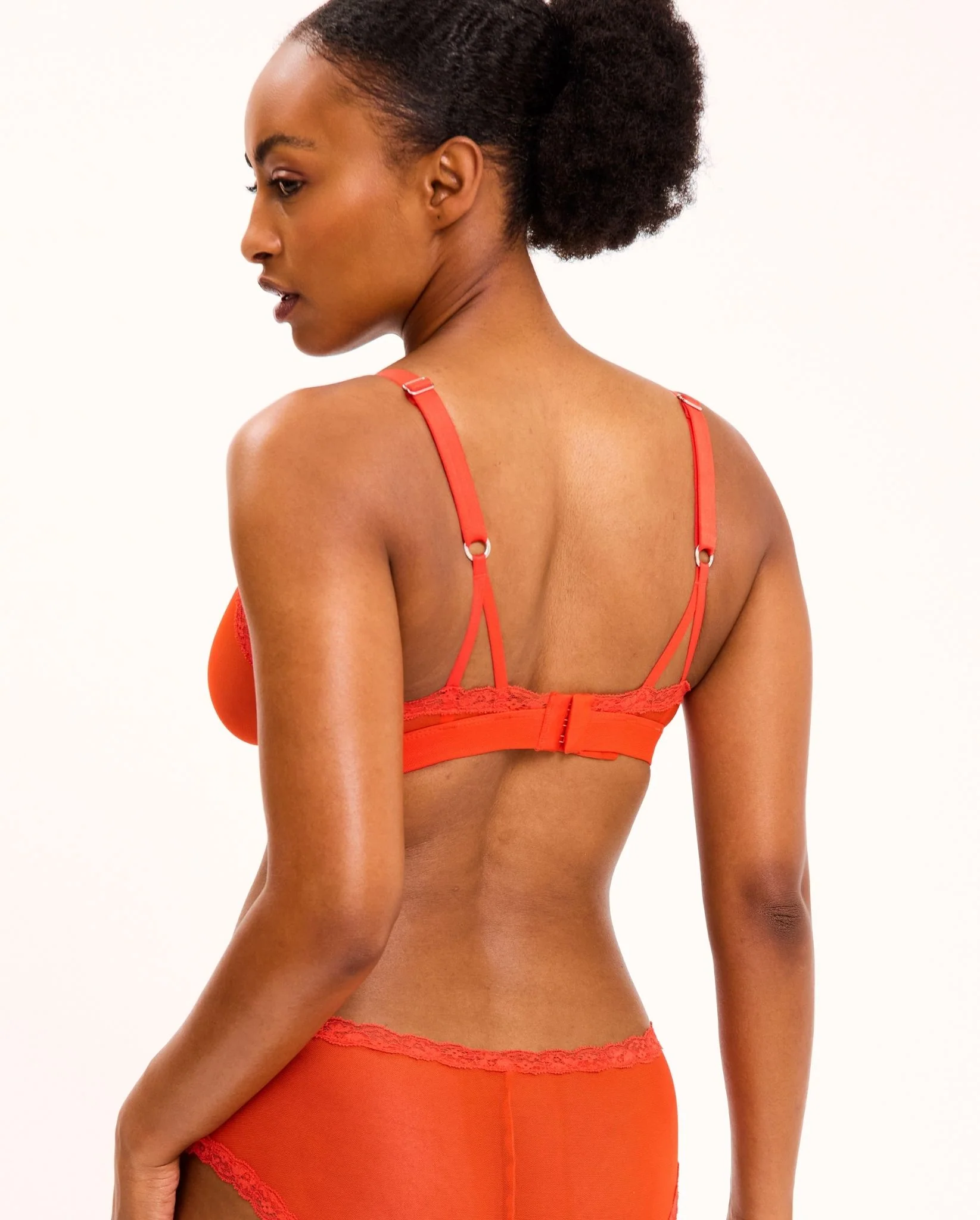 Mesh Lace Cut-Out Triangle+ Bralette Fiery Red - Image 5