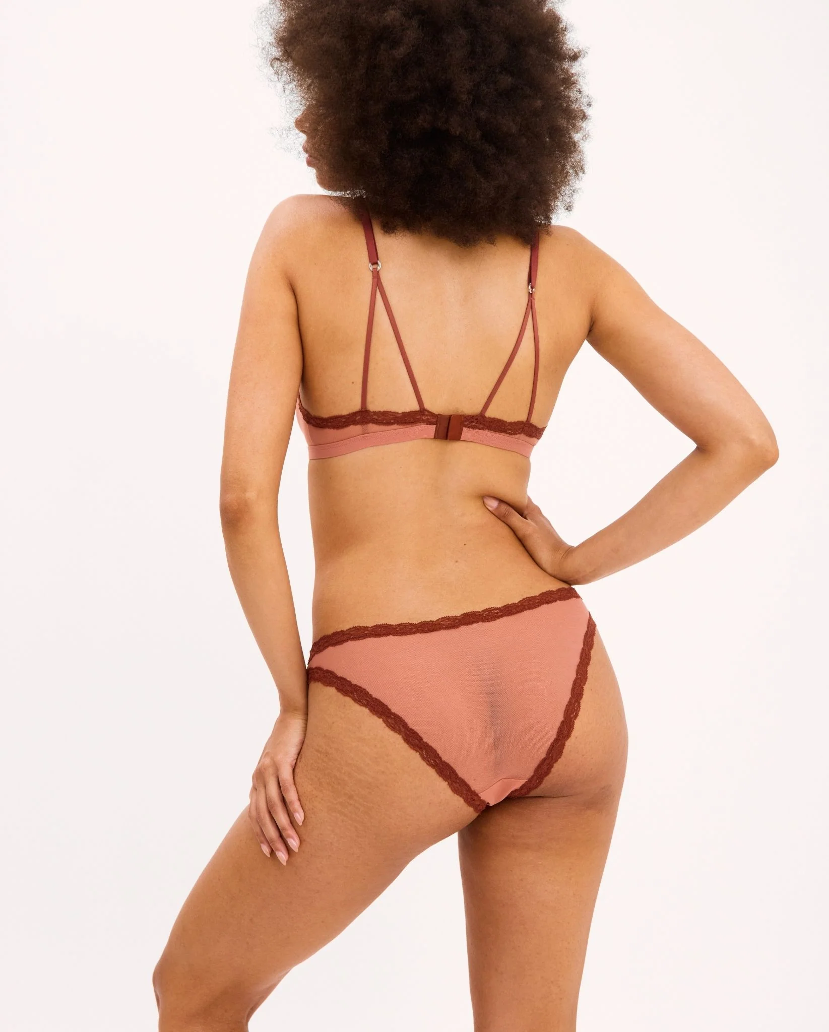 Mesh Lace Trim Bikini Briefs Blush - Image 5