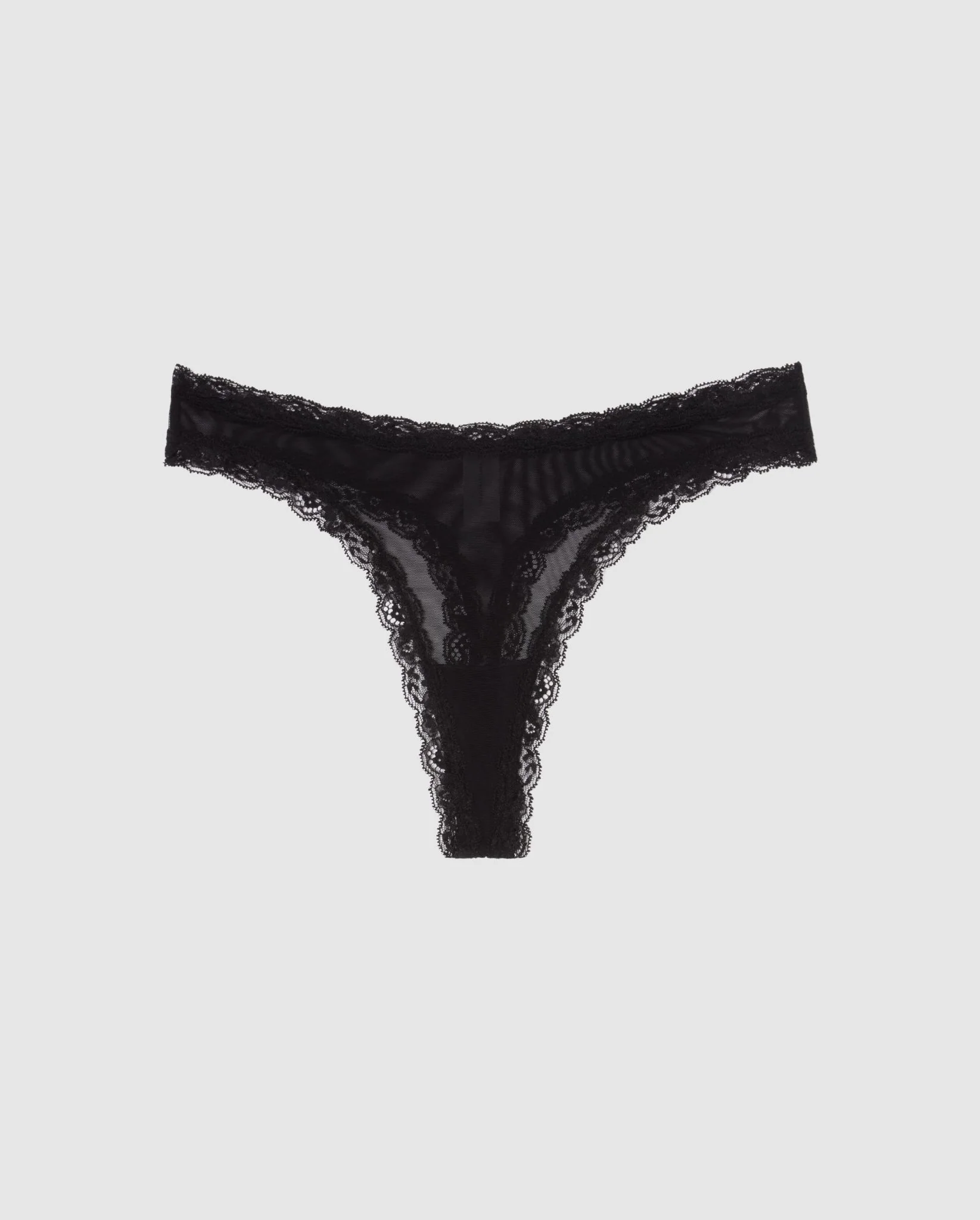 Mesh Lace Trim Thong Black - Image 2