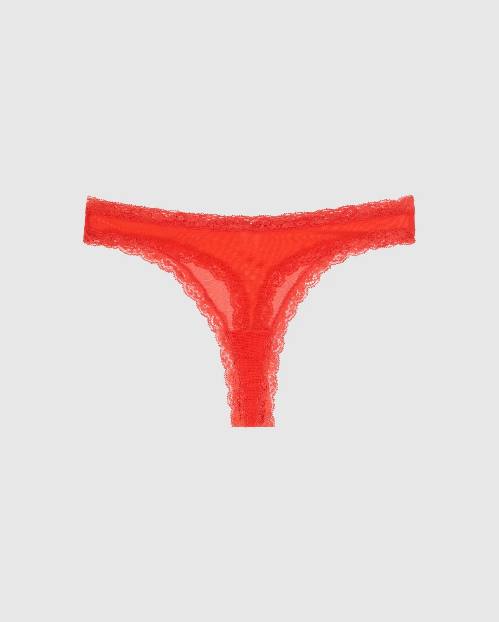 Mesh Lace Trim Thong Fiery Red - Image 2