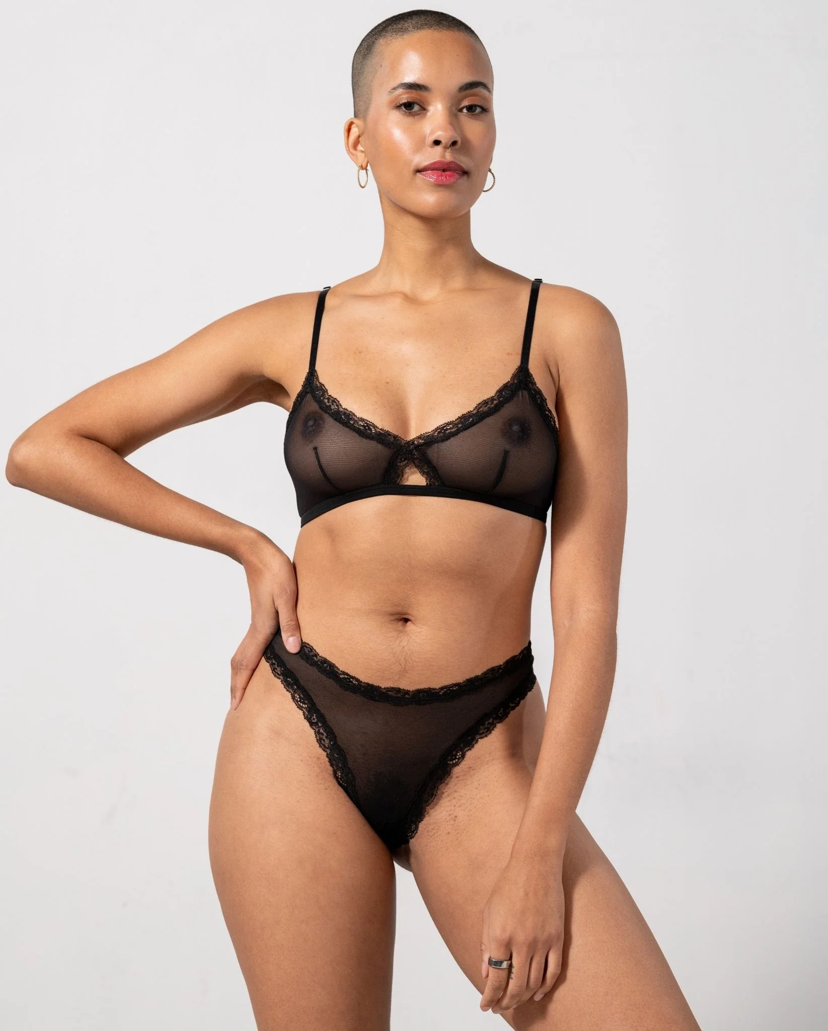 Mesh Lace Trim Thong 3-Pack Black - Image 2