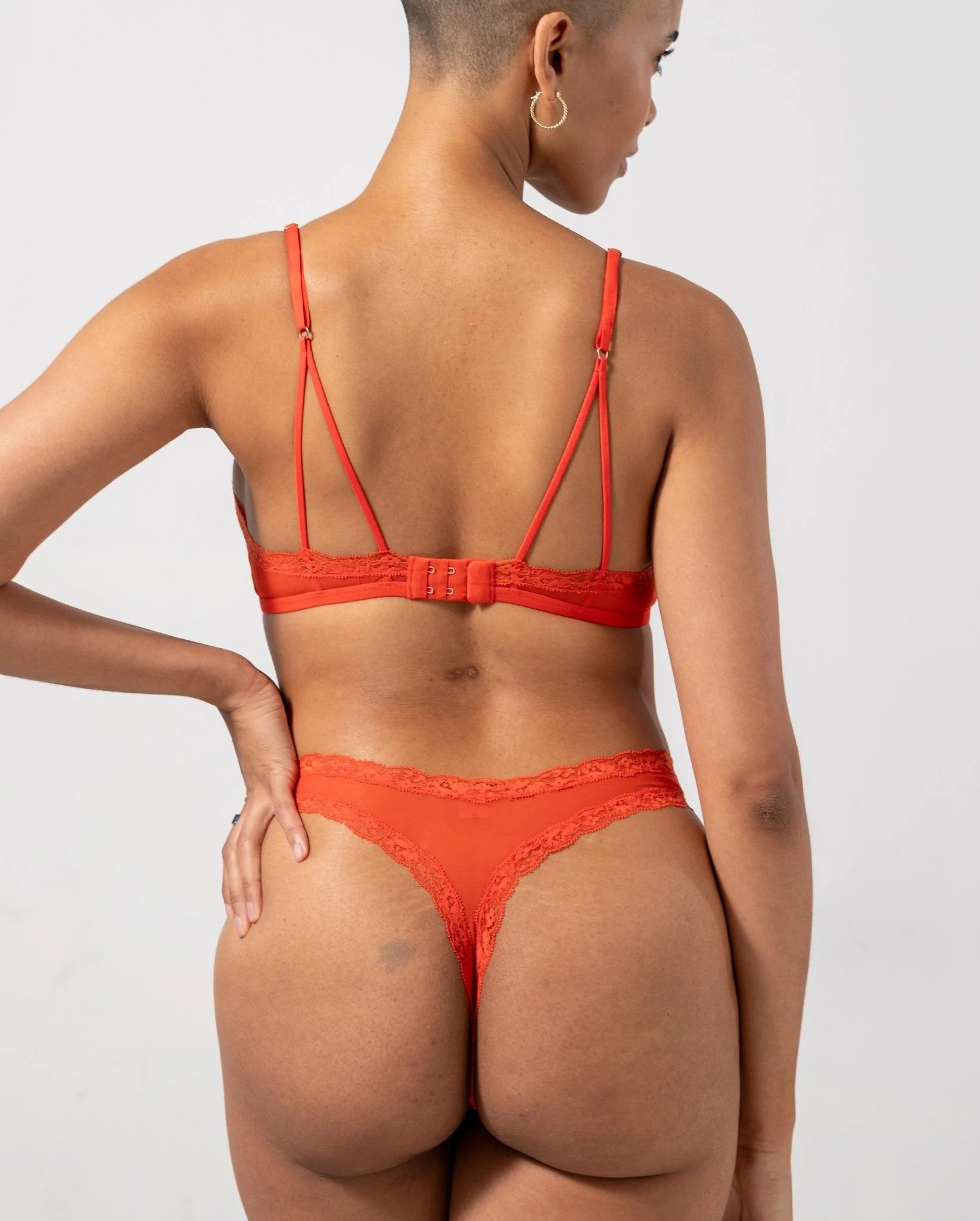 Mesh Lace Trim Thong Fiery Red - Image 4