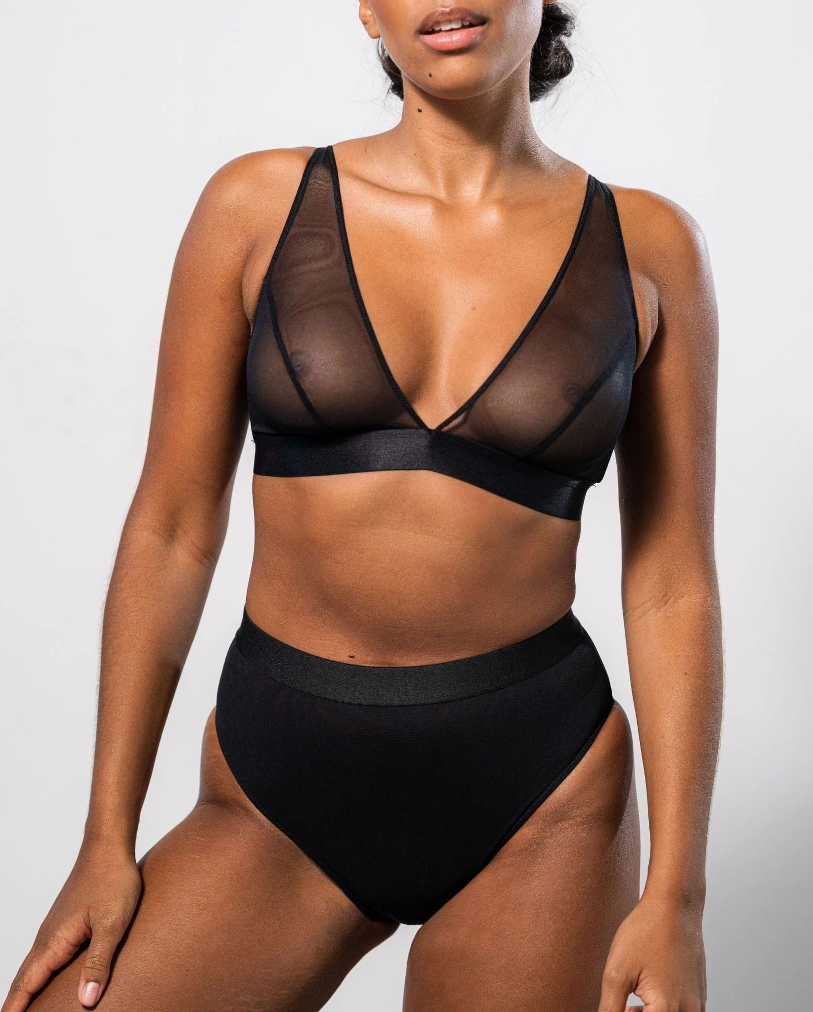 Mesh Plunge Bralette Black - Image 11