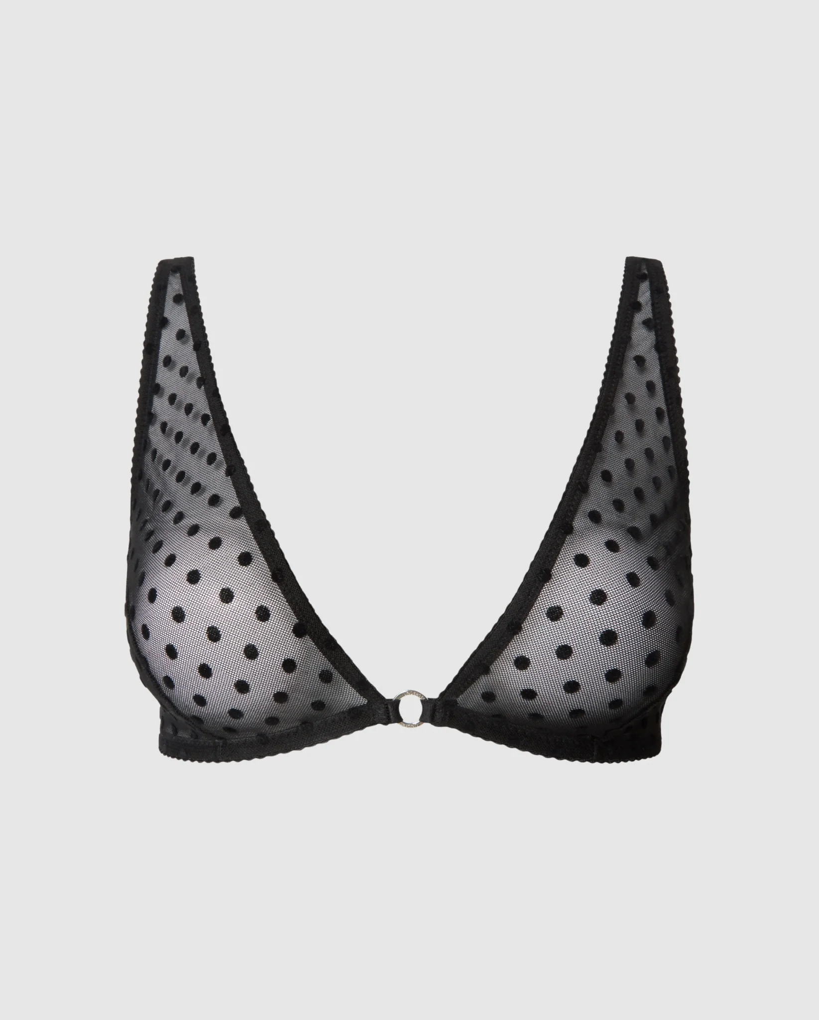 Mesh Plunge Bralette Black Dots - Image 2