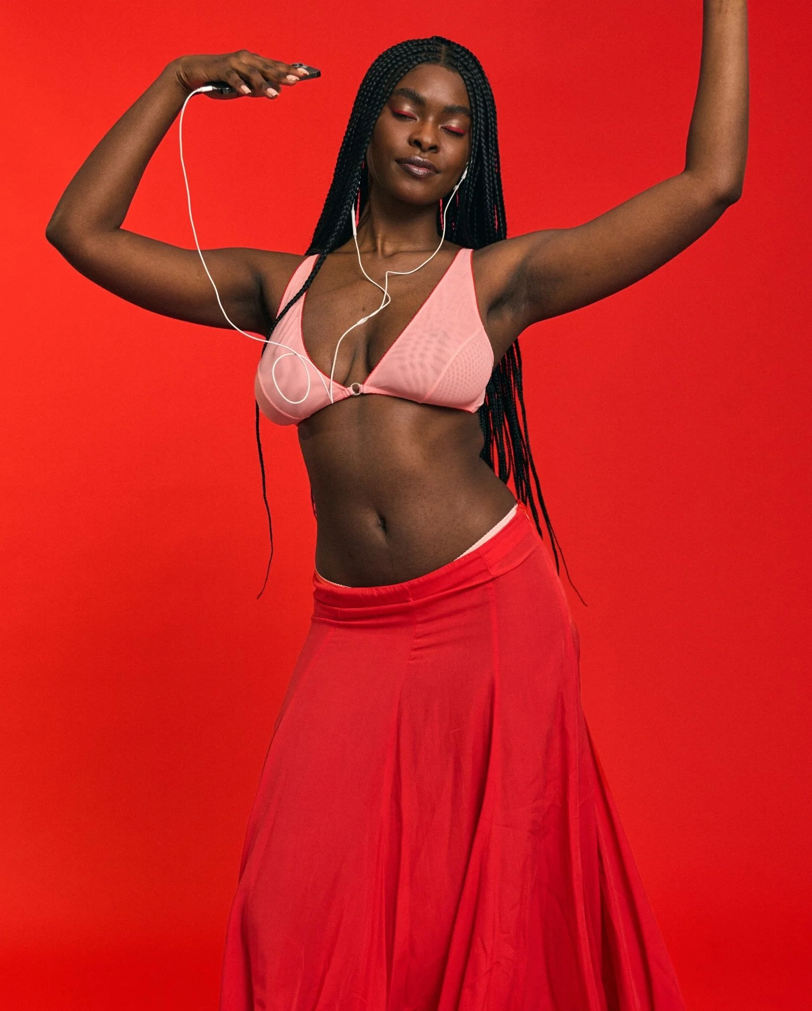 Mesh Plunge Bralette Peach Rose - Image 10