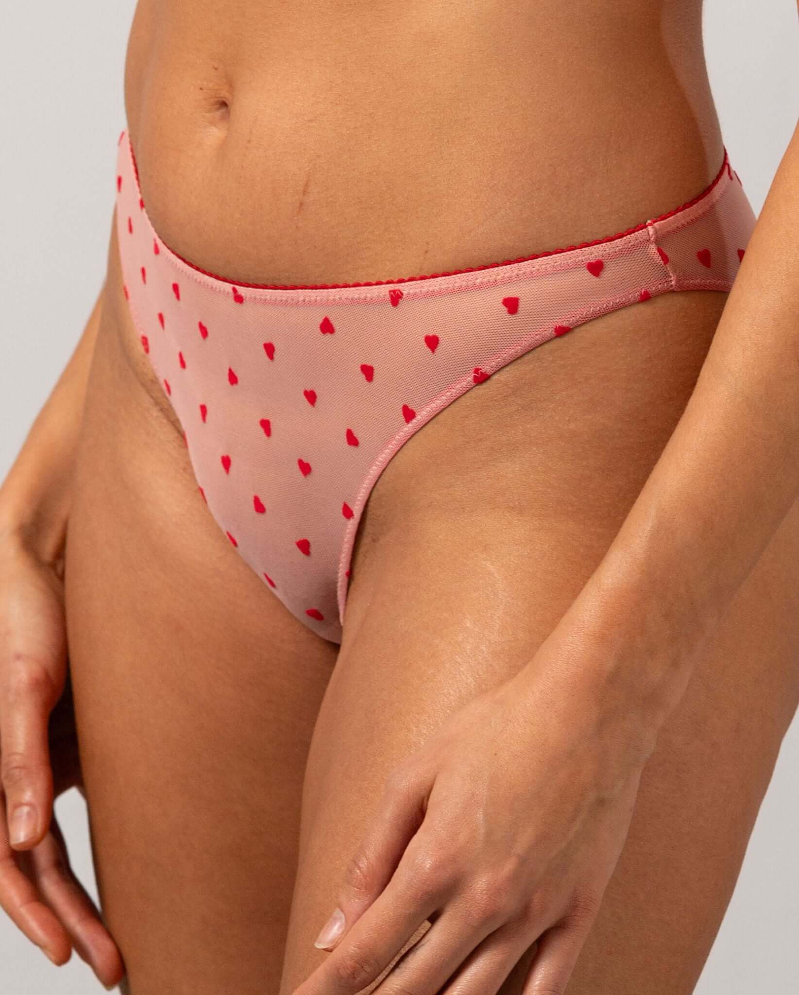 Mesh Thong Pale Pink/Deep Red - Image 13