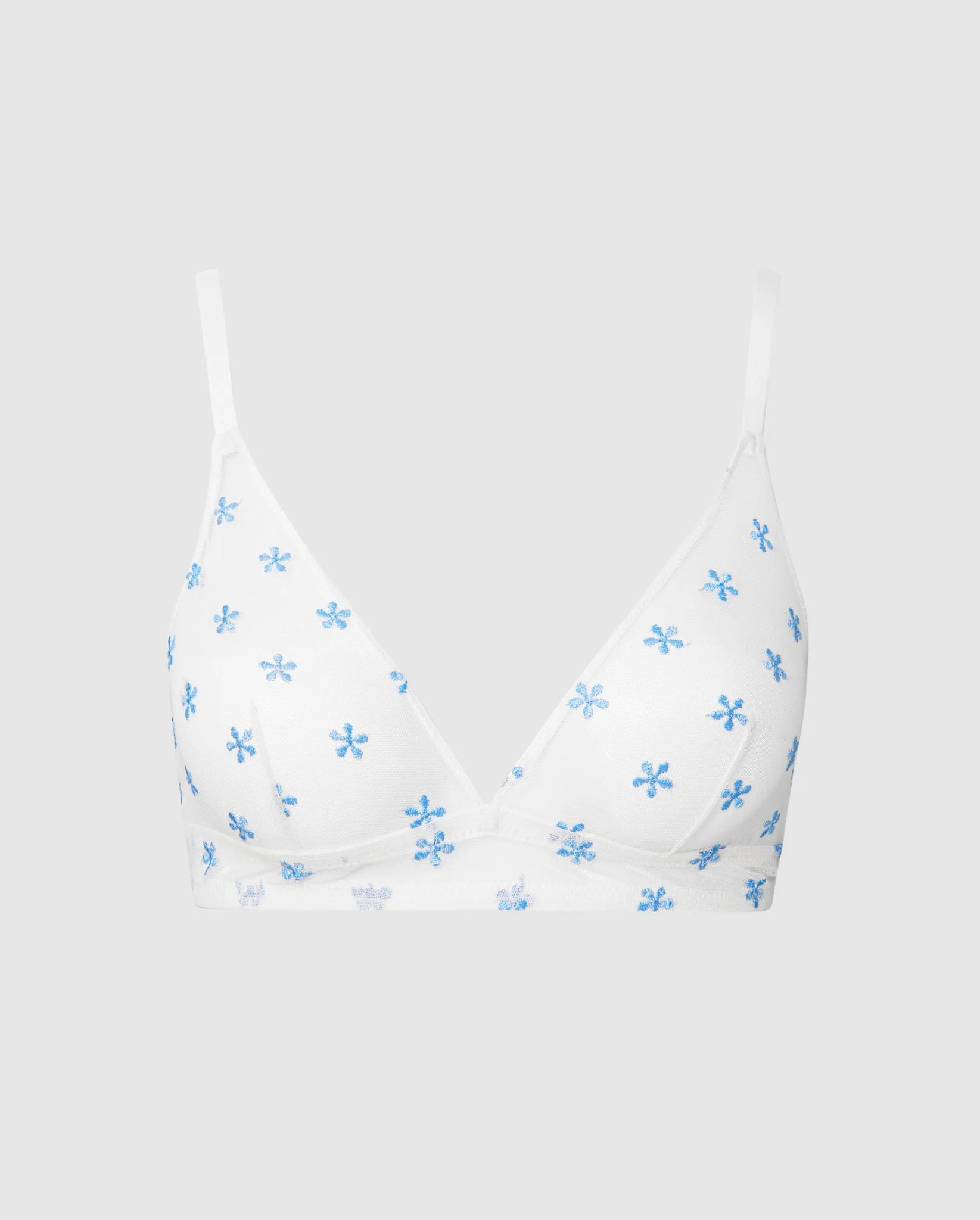 Mesh Triangle Bralette Cream/Baby Blue - Image 2