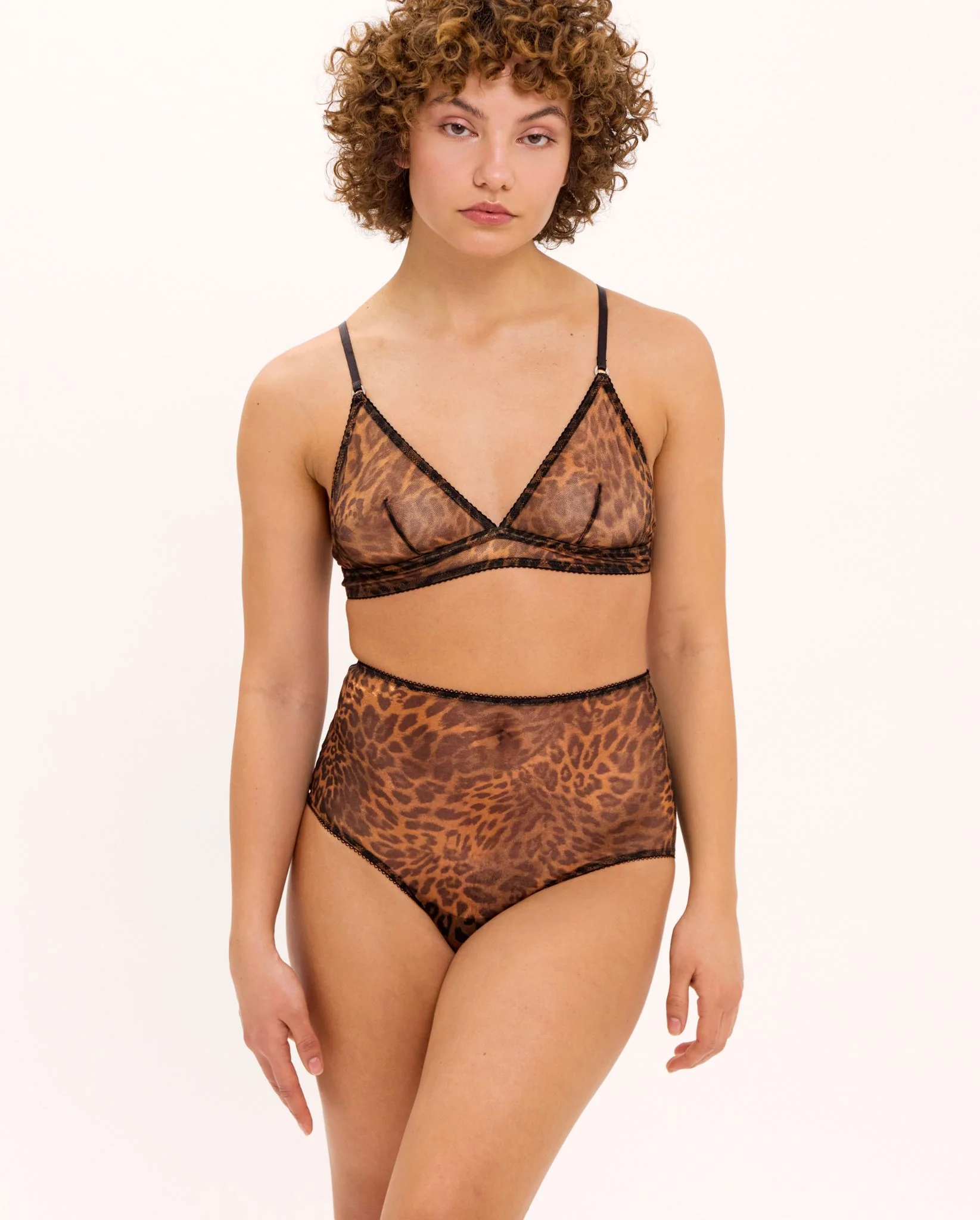Mesh Triangle Bralette Dark Leopard