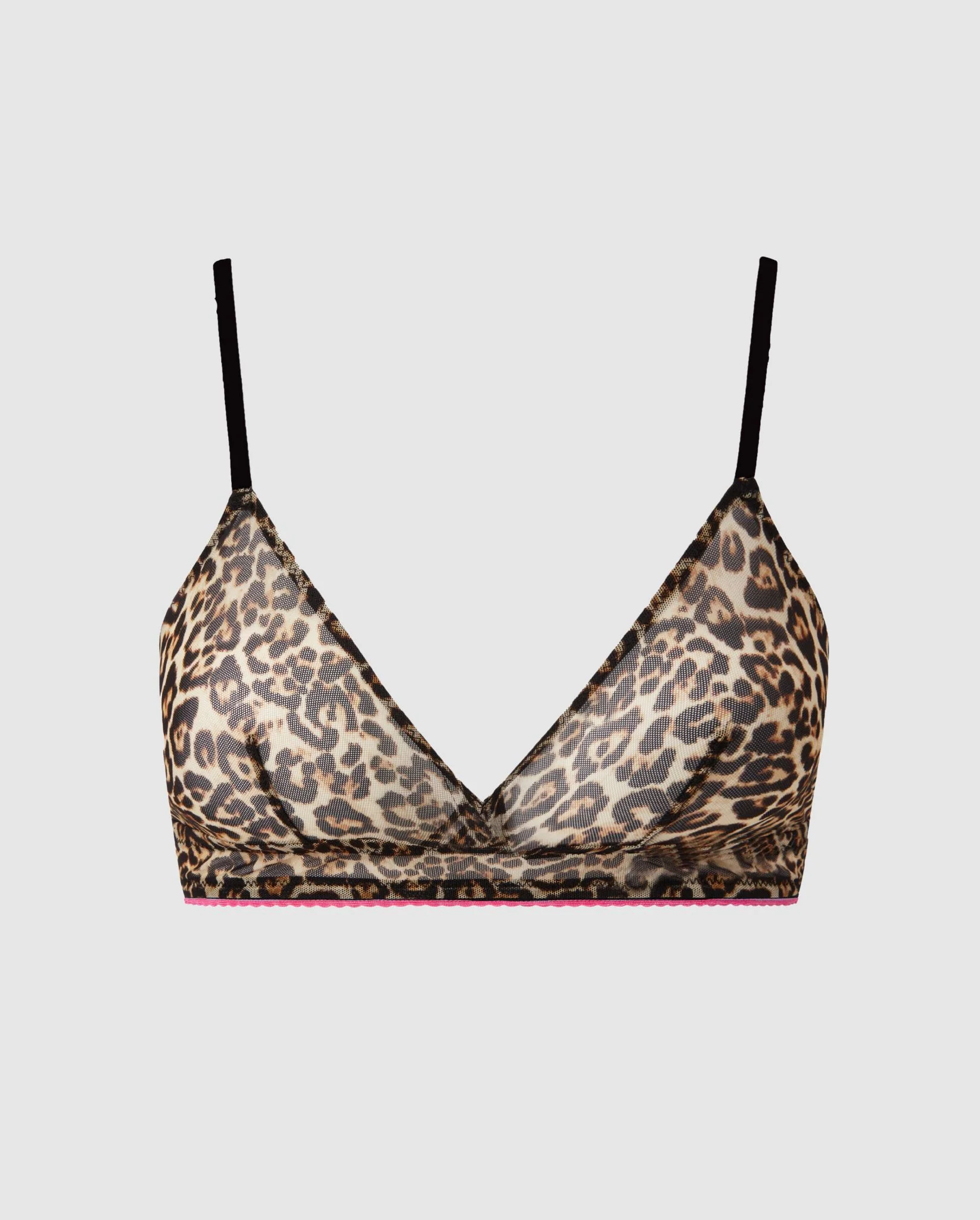 Mesh Triangle Bralette Leopard/Candy Pink - Image 2