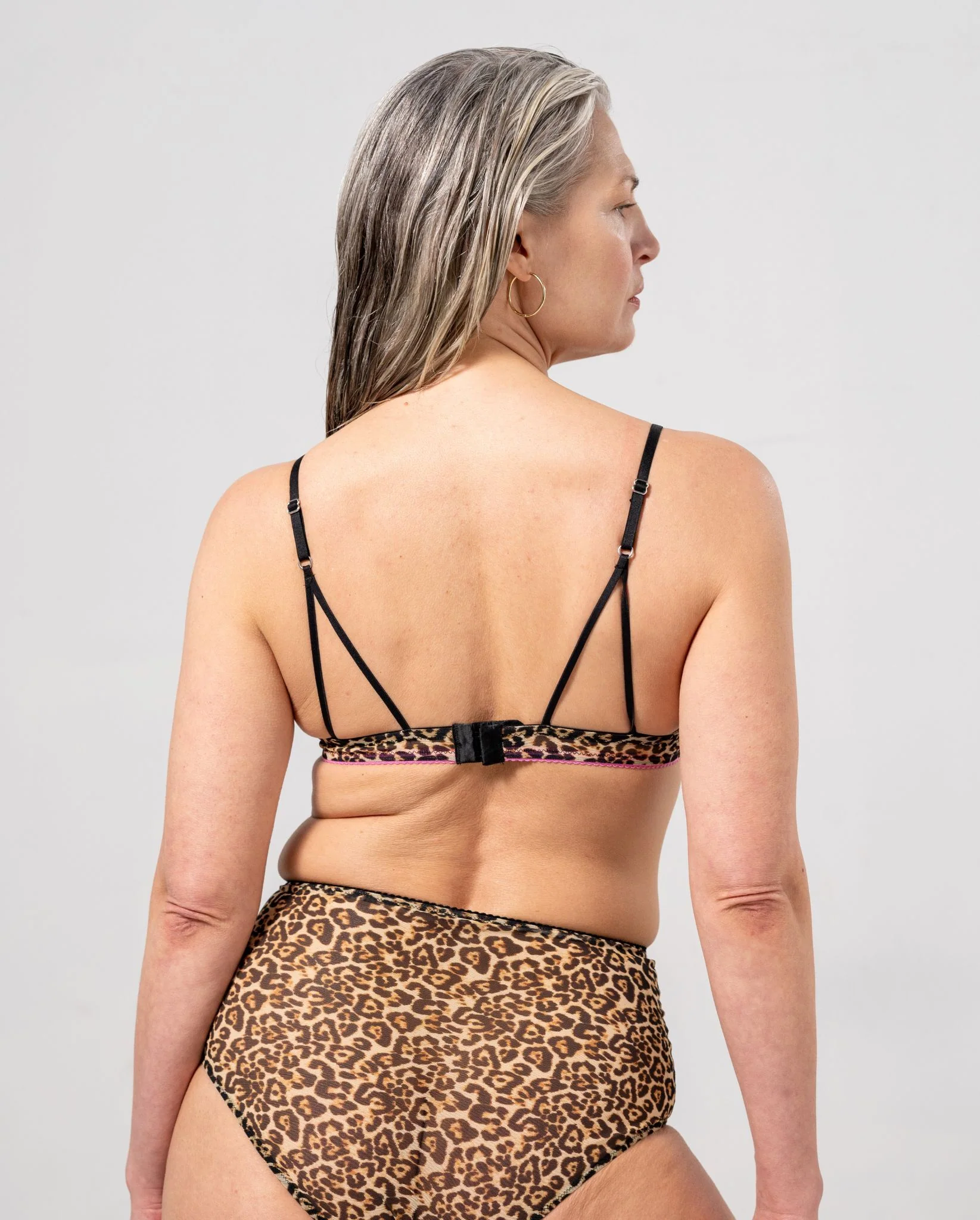 Mesh Triangle Bralette Leopard/Candy Pink - Image 6