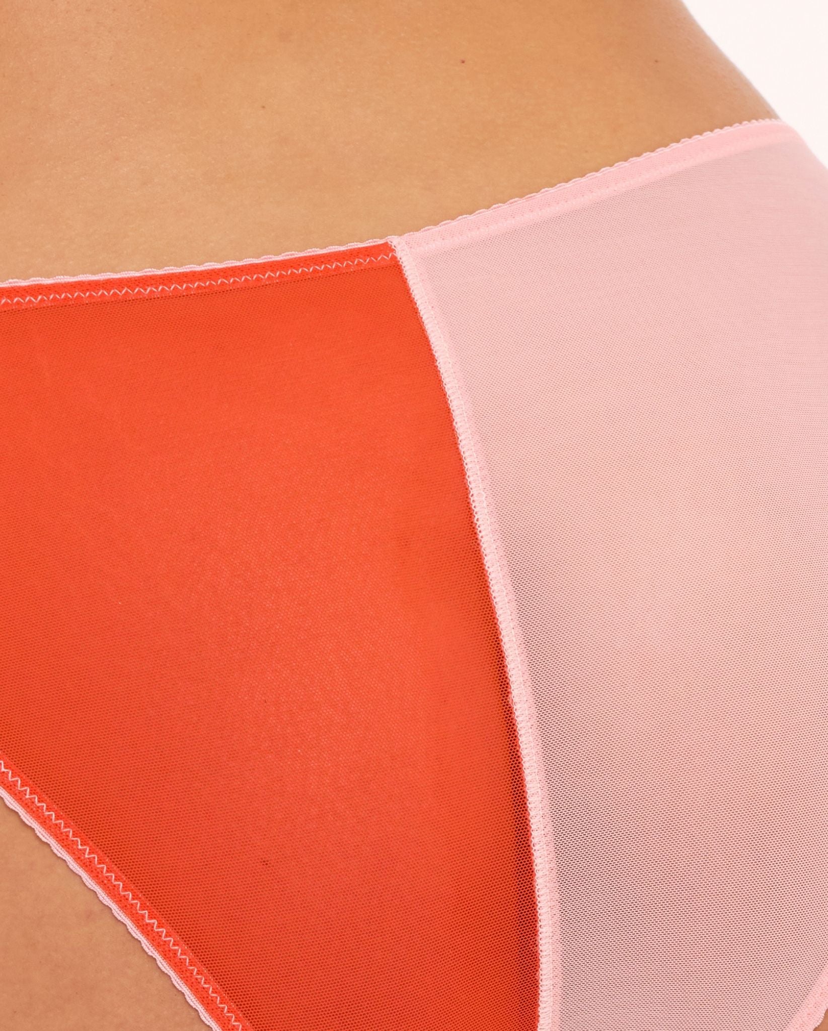 Mesh Bikini Brief Fiery Red/Peach Rose - Image 4