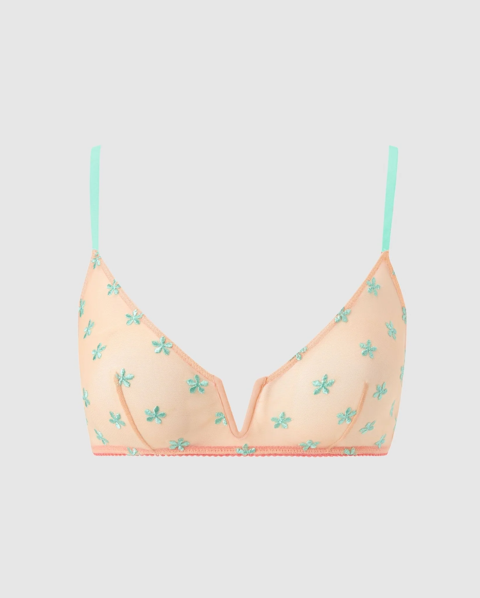 Mesh V-Balconette Peach/Turquoise - Image 2