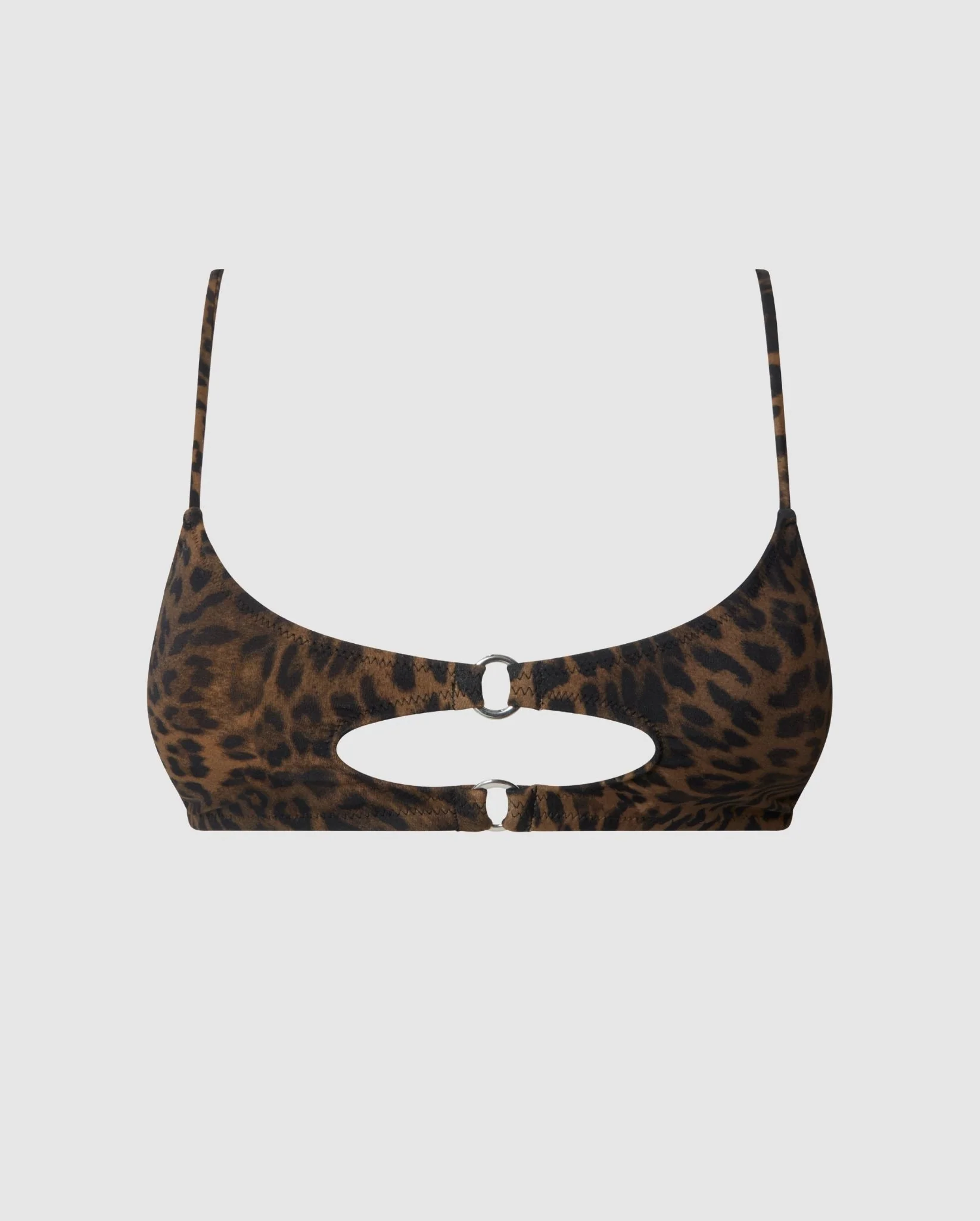 Ring Cut-Out Bikini Top Dark Leopard - Image 2