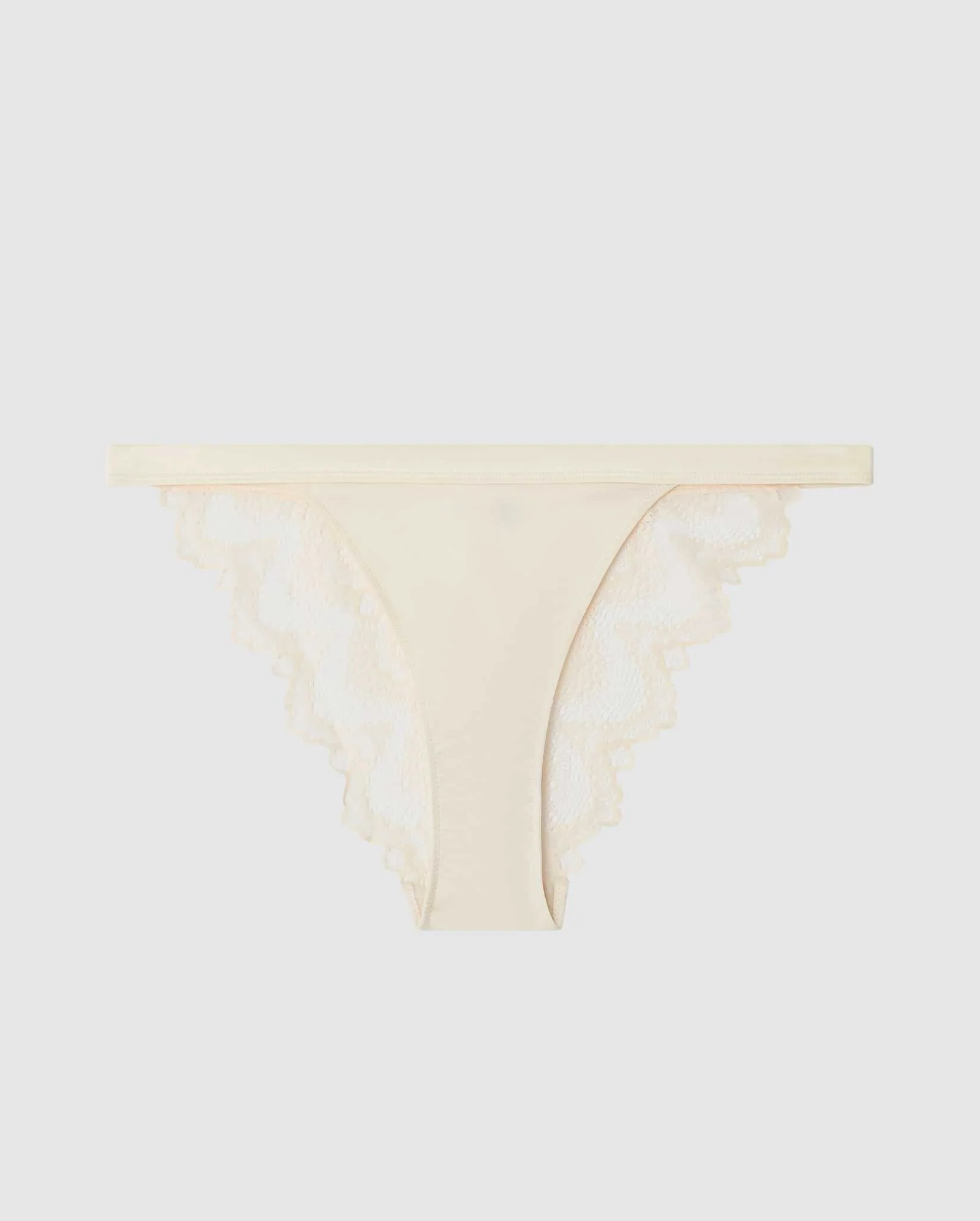 Satin Lace Bikini Tanga Cream - Image 2
